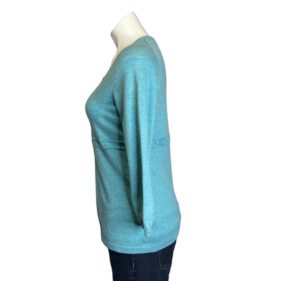 BODEN Cardigan Sweater Half Button Cotton Blend Peplum Pastel Blue Size 10 - Picture 9 of 14